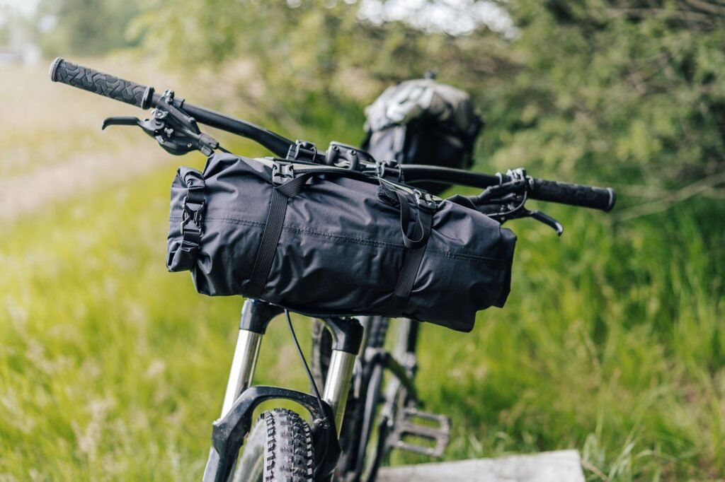 Bikepacking gear on a mountain bike