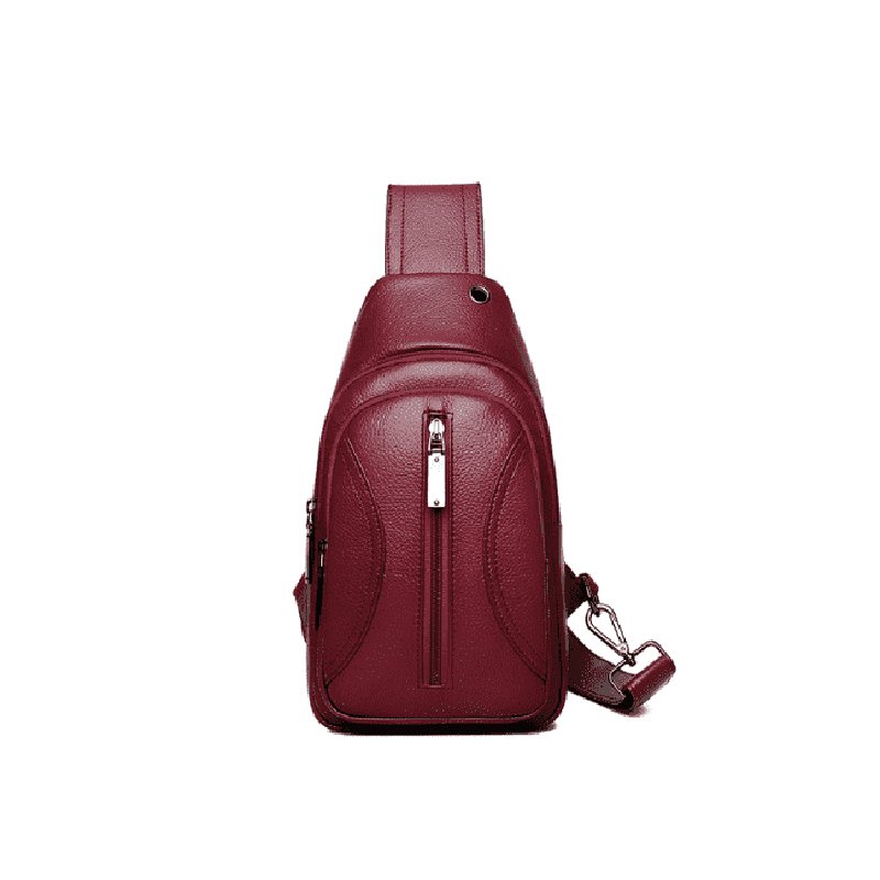 Mens Large Capacity Travel Leather Chest Bag