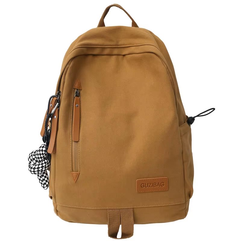 Solid Color Soft Material Large Capacity Laptop School Backpack