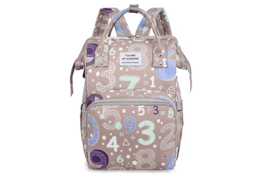 Khaki-Numbers-Printed-Diaper-Bag