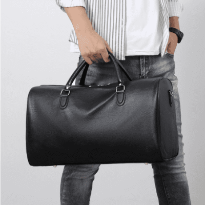 ZMN-1997-Black-Mens-Leather-Duffle-Bag-Model-Display